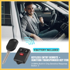 REPAIROCK 1 Set 315MHz Keyless Entry Remote Ignition Transponder Key Fob 3 Buttons for Ford F-150 F-250 F-350 2004-2010 for Ford E-150 E-250 2008-2014 Auto Replacement Parts