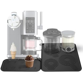 Palksky Silicone Mat for Ninja Swirl Ice Creami Maker,1 Set of 2 Silicone Pad for Ninja Soft Serve Cream Machine Accessories and Creami Pint Containers,Black