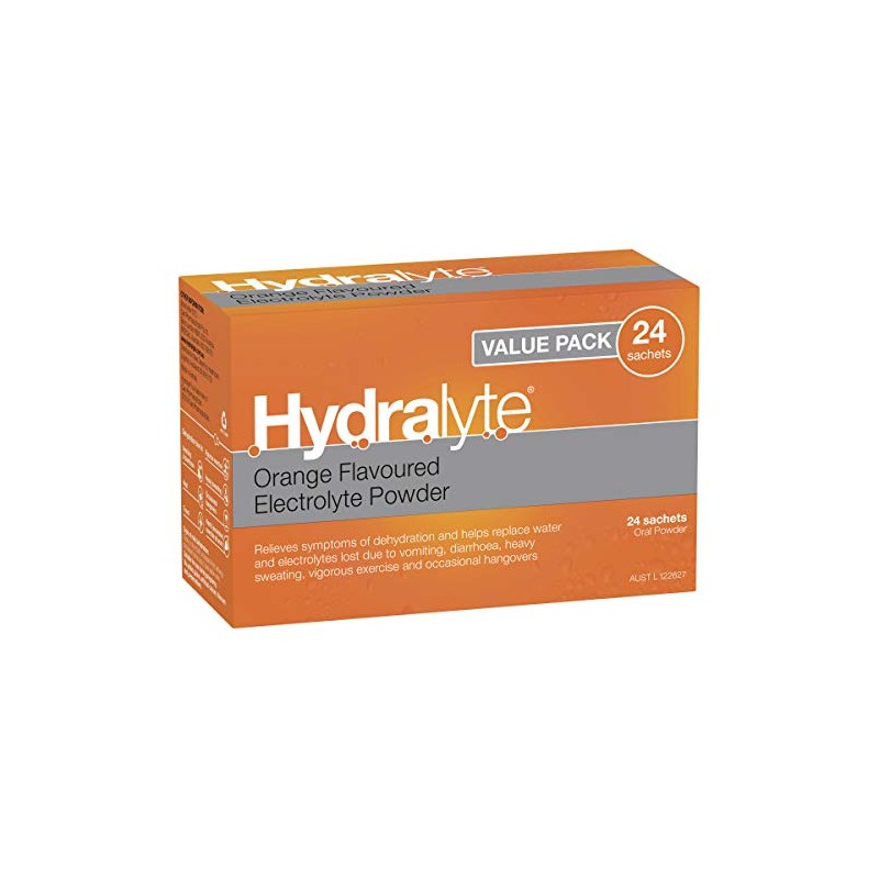 Hydralyte Electrolyte Powder Orange Flavoured 24 Packs