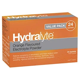 Hydralyte Electrolyte Powder Orange Flavoured 24 Packs