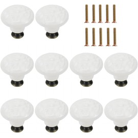 PAITOK Ceramic Cabinet Knobs with Screws, 34mm White Drawer Knobs, Wardrobe Door Pull Handle Round Cabinet Knobs, Furniture Decorative Drawer Handles for Kitchen Bedroom Cabinet