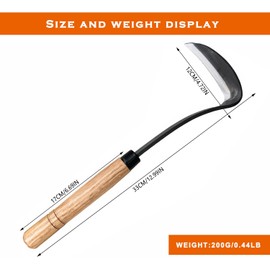 SHANFEEK Japanese Weeding Sickle Hoe Gardening Tool 13-Inch High-Carbon Steel Weed Remover with Wooden Handle (Snake-Necked)