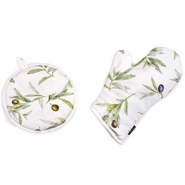 W3301920 Mitten Set, Olive Tree, Olive, Natural, Stylish, Gloves, Kitchen, Heat Resistant, Trivet