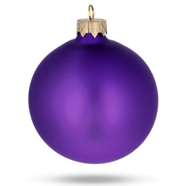 BestPysanky Set of 6 Purple Matte Glass Ball Christmas Ornaments 3.25 Inches