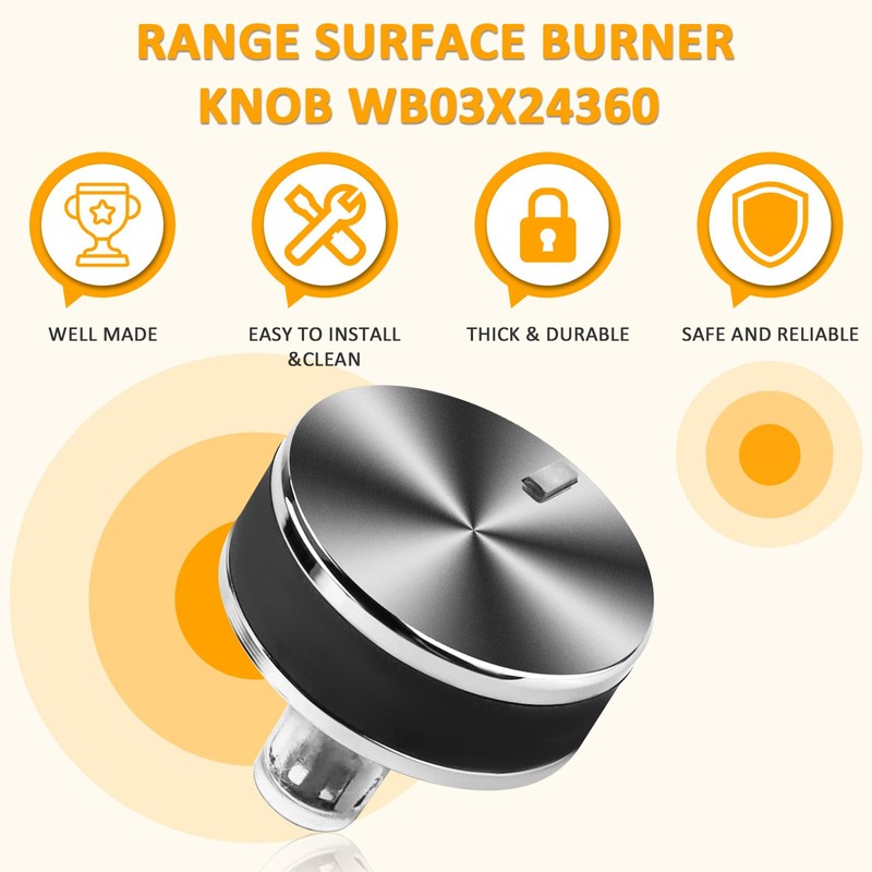 MIFLUS WB03X24360 Gas Stove Knob Stainless Steel Compatible for G-E