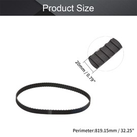 Fielect 1 correa de distribución de 322 L, correa dentada dentada dentada, goma negra, 819,15 mm, longitud 20 mm, ancho, 86 dientes, 9,525 mm, paso