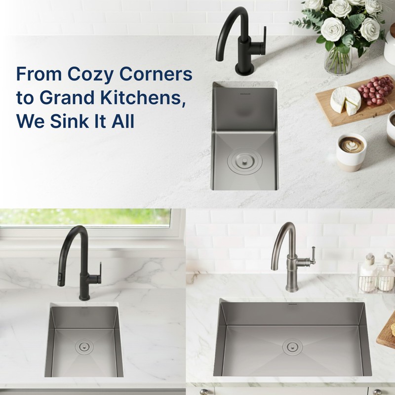 MENSARJOR Undermount Kitchen Sink, Premium 304 Stainless Steel Bar Sink,Single