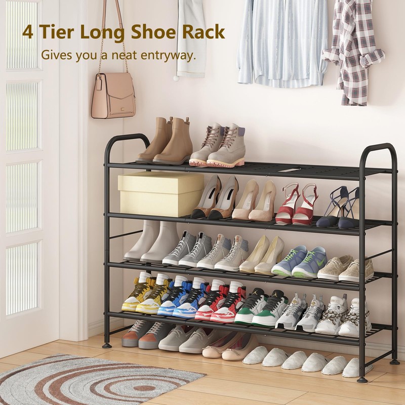 LINZINAR Shoe Rack Long 4 Tier Shoe Storage Organizer Metal