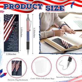 Sayglossy 60 Pcs 4th of July Party Favors Include 20 American Flag Ballpoint Pen 20 Rope Bracelet and 20 USA Bookmark Patriotic Souvenir Gift for Foreigner Veteran Independence Day Party Supplies