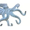 Rustic Dark Blue Whitewashed Cast Iron Octopus Hook 11 Inch