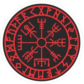 5 Pack - Norse Sticker, Viking Compass Stickers Vegvisir, 2.5 inches - Celtic Nordic Norse Hard Hat Sticker Decal