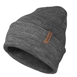TOSKATOK Unisex Ladies Soft Feel Turn up or Slouch Knit Beanie Hat Warm Winter Woolly Hat-Charcoal