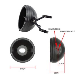 HARPUOU 7inch CNC Motorcycle Headlight Housing Bucket with CNC Side Mounting Bracket 51-54MM Fork Tube Holder Clamps for Motorcycle