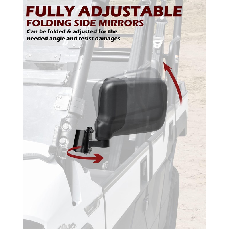 SAUTVS Adjustable Side Mirrors Compatible with Kawasaki Mule Pro FXT