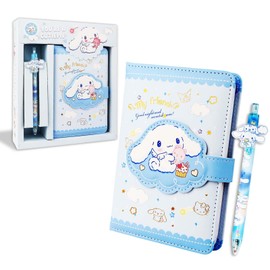 Cin-namorol Diary Book, Cute Notebook, Kids Leather Journal Notebook Set for Writing and Drawing, Kawaii Stationery Set with Pen Includes Colourful Inserts, Back to School Gift for Girl and Students