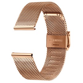 Xiruve Stainless Steel Mesh Quick Release Replacement Strap for Men and Women, 12–24 mm, Rose-Gold