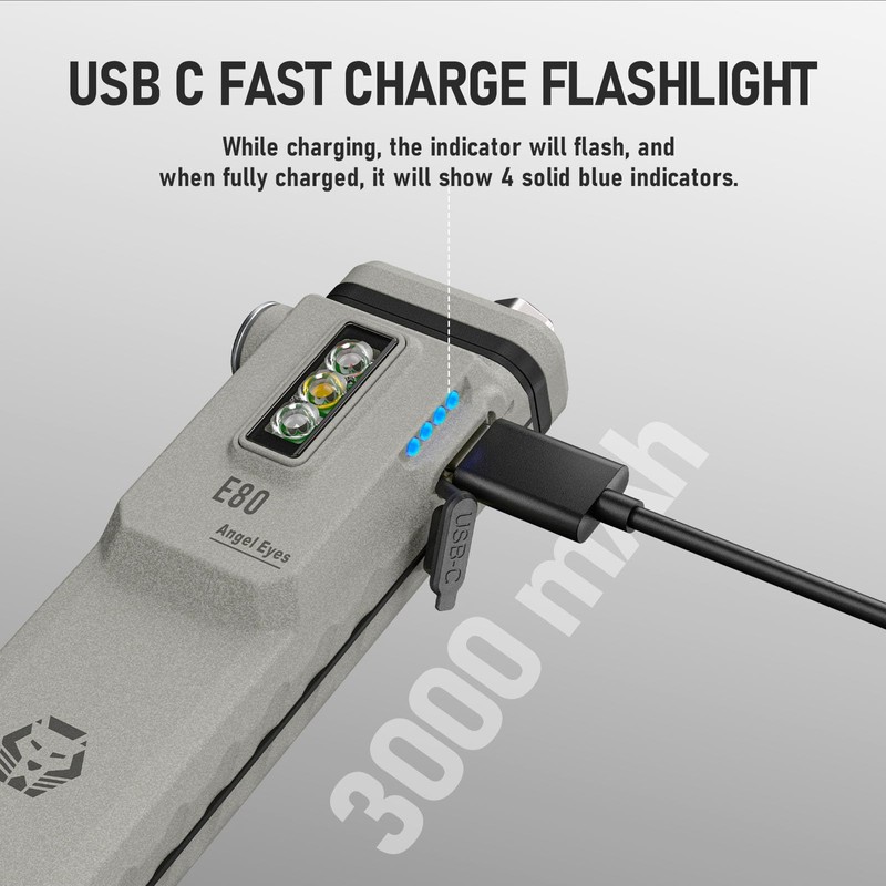 RovyVon Angel Eyes E80 Marble Flat Flashlight Combines with Green