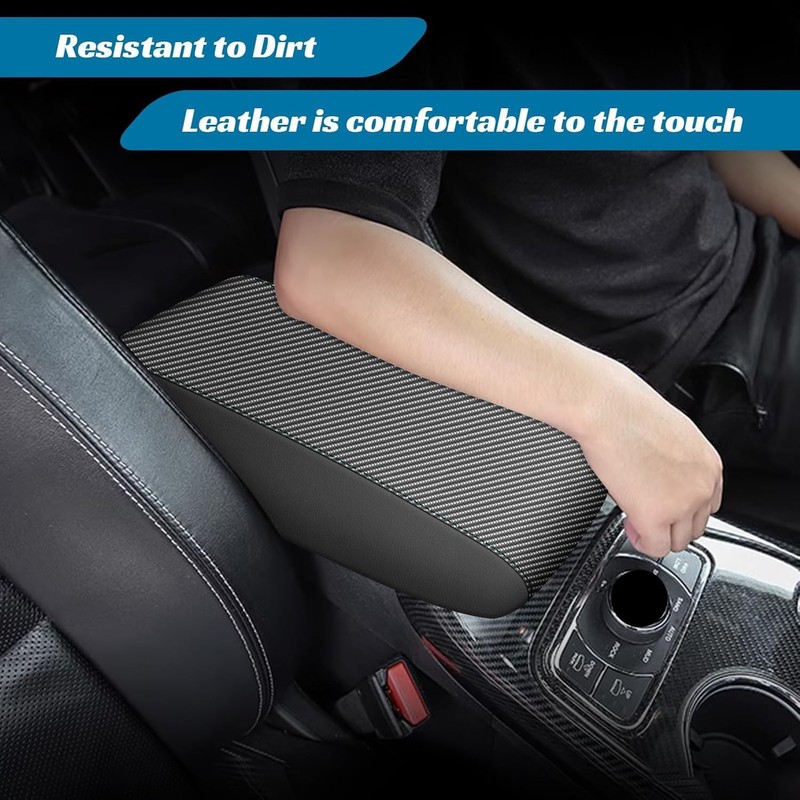 AOMSAZTO Armrest Covers for 2017-2021 Ford Fusion Carbon Fiber