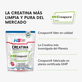 Hero Sport Creatina Monohidratada Creapure ® 800g. 100% Pura. Solo 1 Ingrediente Creatina Alemana Creapure®. Vegana, Sin Azúcar, 160 porciones, 5g por porción, Incluye Scoop. Pure. Proven. Perfect.