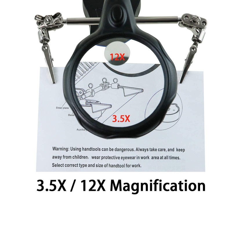 Vludiss Helping Hands Magnifying Glass Soldering Station, LED Lighted 3.5X
