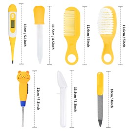 BelonLink Baby Care Set, 13-Piece Baby Care Set with Nail Care Set, for Baby Everyday Care with Baby Healthcare Kit with Thermometer, Nasal Aspirator, Pipette, Feeder, Nail Hair Care Set (Yellow)