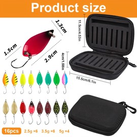 BDHYYM Trout Spoon Set 16 Pieces Trout Bait Artificial Bait Spinner Blinker Set Trout Bait Spoons Trout 2.5g/3.5g/5g Fishing Accessories Set with Storage Box for Perch Pike Zander Trout Fishing
