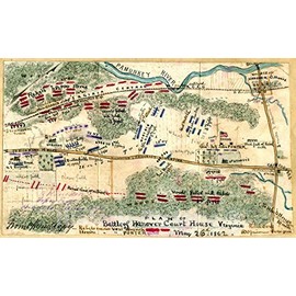Historic 1862 Wall Map - Battle of Hanover Court House, Virginia, May 26, 1862 24in x 16in