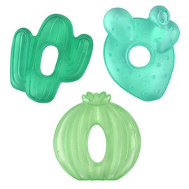 Itzy Ritzy Itzy Ritzy Water-Filled Teethers - Cold Cutie Coolers Textured On Both Sides to Massage Sore Gums & Emerging Teeth - Can Be Chilled in Refrigerator, Set of 3 Green Cactus Water Teethers