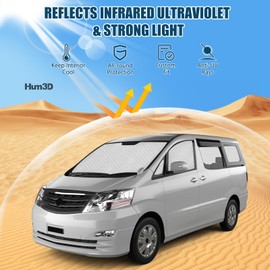 Window Sunshade Compatible with Toyota Alphard 2002-2008, 3 PCS Front Screen Cover Protection Set, Silver Windshield Sunshade, Heat Insulation, Sun Protection, Waterproof, Foldable