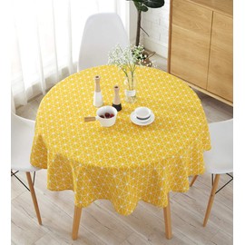 meioro Table Cloth, Round Tablecloth, Cotton Linen Table Cover, Simple Twill Tablecloths, Tablemat Suitable for Home Kitchen Decoration, Various Sizes(Yellow,Diameter 150cm)