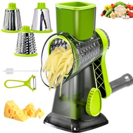 Eleko Meyar Cheese Grater Rotary Cheese Grater,Versatile Manual Cheese Grater With Handle - cheese shredder,Efficient Slicer and Nut Grinder with Easy Cleaning(Grey green)