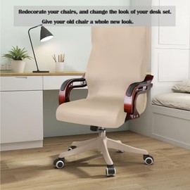 FYTXSZ Office Chair Cover, Universal Replacement Computer Chair Covers Breathable Stretchable Armchair Slipcover for Home - Beige, L