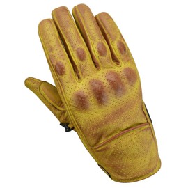 Motorcycle Gloves, Leather Motorcycle Gloves, Chopper Vintage Leather Gloves (L, Wax Yellow)