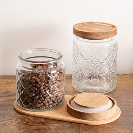 MOLIMAO Glass Storage Jars 12 Pack 500ml(17oz) Multipurpose Vintage Storage Bottle with Wooden Lid Seal for Coffee, Nuts, Candies, Cereal, Cookies, Spices, Flour, and More. (12 Pack-500ml)