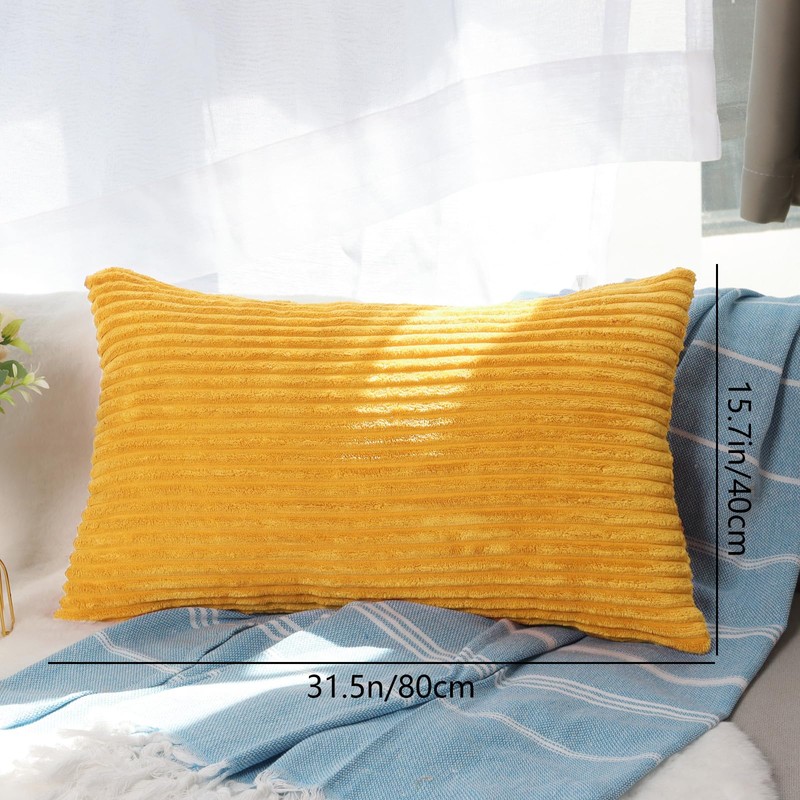 CALIYO Cushion Cover, Corduroy Plain Set of 2 Cushion Covers,