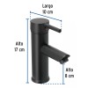 Foset Monomando Corto Para Lavabo, Acero Inox. Foset Tbm-46m Negro