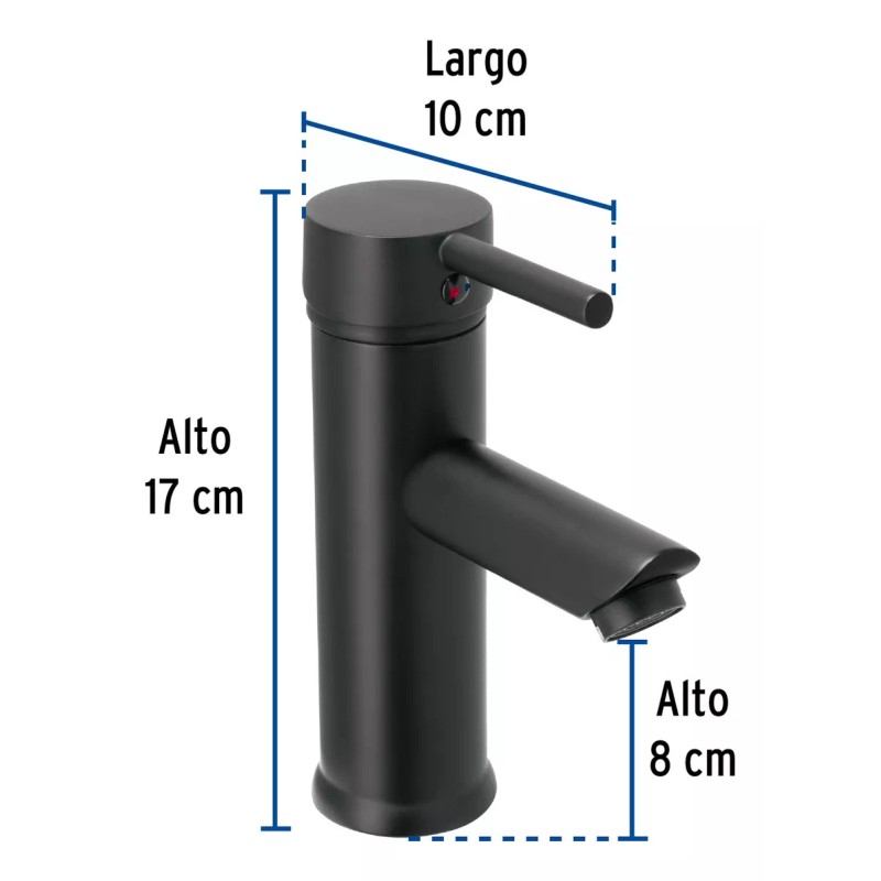 Foset Monomando Corto Para Lavabo, Acero Inox. Foset Tbm-46m Negro