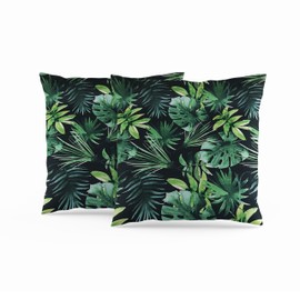 ggaimwf 50x50cm Leaf Cushion Covers Modern Watercolor Green Leaves Jungle Tropical Linen Pillowcases with Invisible Zipper for Dining Room Bed Living Room Outdoor Sofa Patio Garden Cushions Set of 2