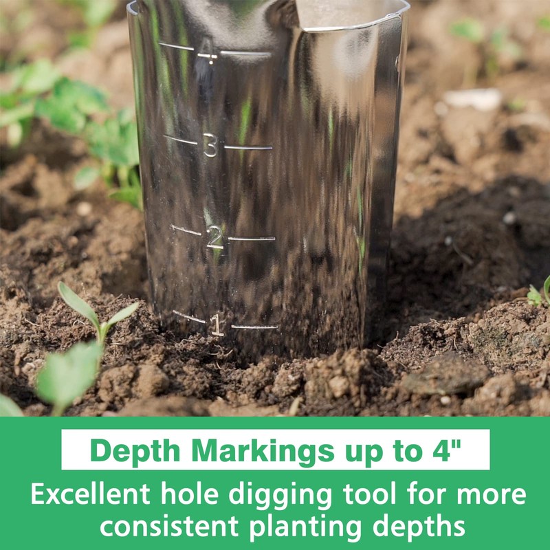 Berry&Bird Garden Bulb Planter with 4 Inches Depth Mark, Stainless