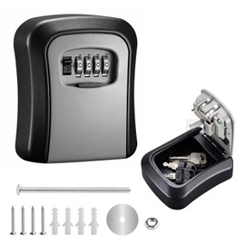 Jiujuda9 Key Safe Wall Mounted Outside, Key Lock Box Outdoor Indoor with 4 Digit Combination Waterproof Heavy Duty for Home Garage Office Security