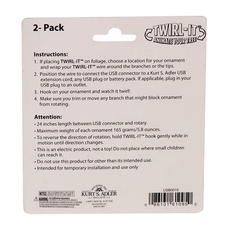 Kurt S. Adler - Paquete de 2 USB Twirl-Its con