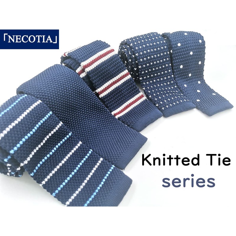 NECOTIA Brand/Necktie, Men's Knitting Tie, Cool Biz, Bordered, Formal, Casual,
