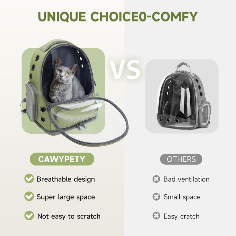 Cawypety Cat Backpack Carrier, Breathable Cat Carrier Large Space Bubble