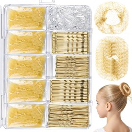 YGDZ Bun Nets Kit for Ballet Girls, Ballet Dance Hair Accessories for Kids, Hair Nets for Buns 30CM, Blonde Bobby Pins, Hair Ties, Dance Competition Must Haves,Bun Net for Hair Styling, Blonde