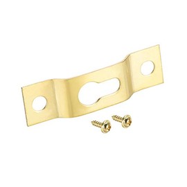 sourcing map Keyhole Hanging Plate, 40mm x 11mm Single Hole Hook for Picture Frames with Screws, 20 Pcs (Golden)