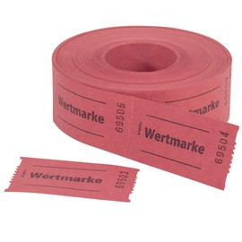 SIGEL GR554 Voucher Tokens Roll Red, 500 Bons, Made of Recycled Paper, Food Stamps, Drink Receipts