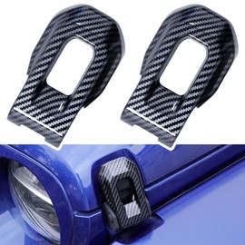 Barong for Jeep Wrangler 2018-2022 Accessories Hood Latch Lock Catch Brackets Cover （Carbon Fiber Pattern）