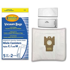 EnviroCare Replacement Vacuum Cleaner Bags made to fit Miele F, J, M Canisters 5 pack with 2 filters