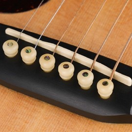 Miwayer Guitar Bone Bridge Pins Real Bone Unbleached Vintage Style Replacement Parts for 6 & 12 String Acoustic Guitar (Unbleached Small Abalone Dot)