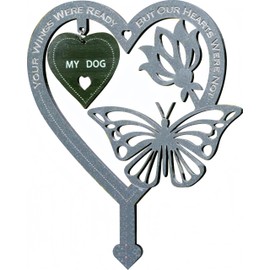 Garden Memorial Plaque for Dog Grave Memorial Stake marker Ornament Dog Weatherproof Inserted Stakes Yard Sign Garden Heart Shaped With Butterfly Flower Signs Present
